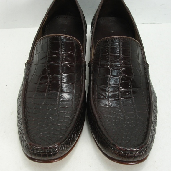 COLE HAAN BROWN CROC MOC LEATHER LOAFERS 10 M